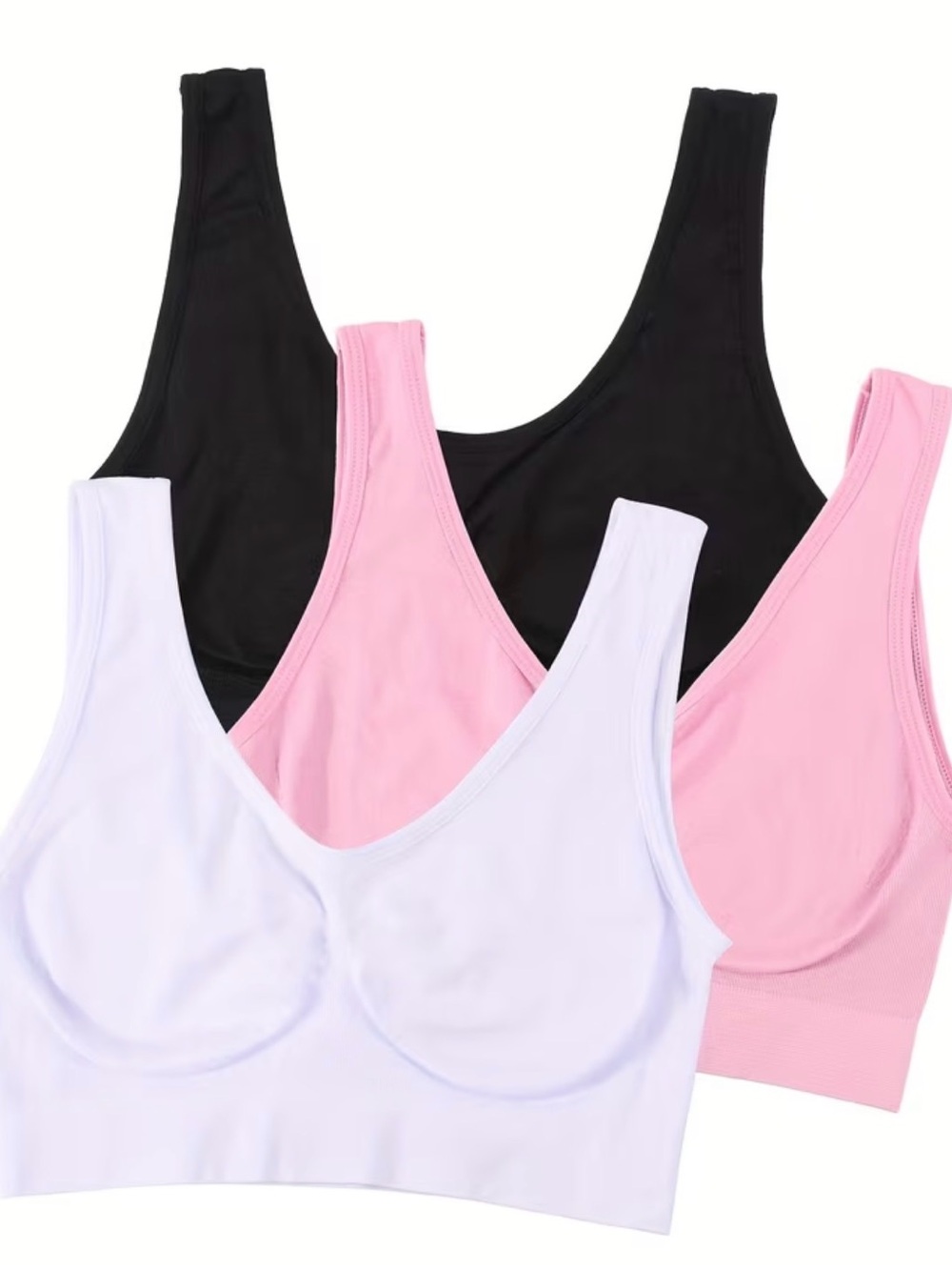 Three Women's Black Sports Bras - XXL